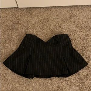 Black Strapless Peplum Top